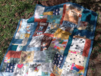Patchwork EMLÉK-takaró babaruhából hímezve 130*200 cm