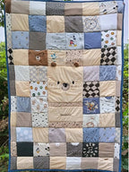 Patchwork EMLÉK-takaró babaruhából hímezve 130*200 cm