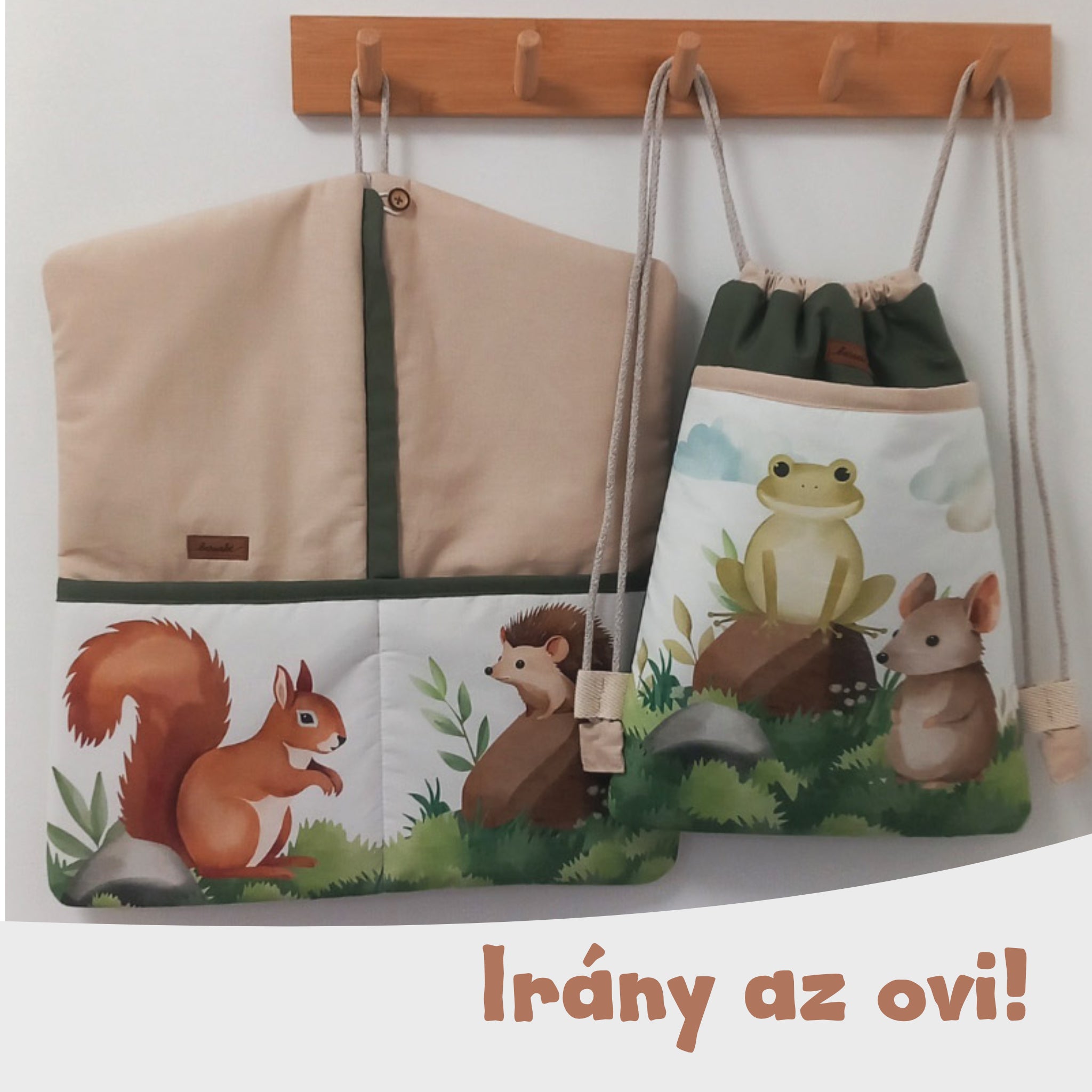 Erdő mintás oviszsák és tornazsák